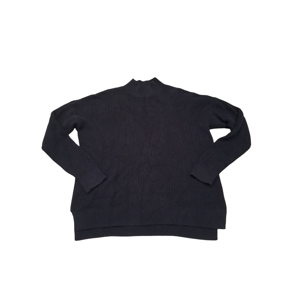 Lucky Brand Womens Black Ribbed Mock Neck High Low Pullover Sweater Size M